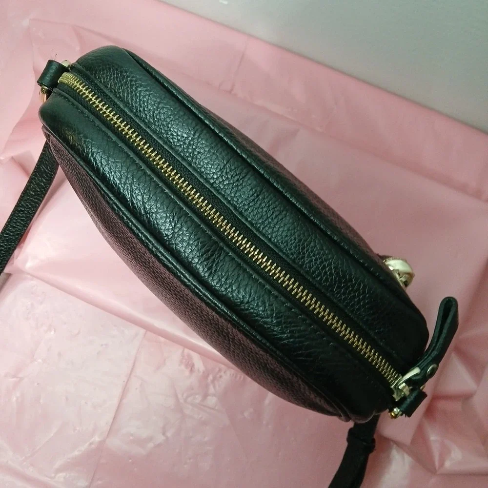 Metrocity Black Pebbled Leather Camera Crossbody Bag ~ Soft Quality Leather